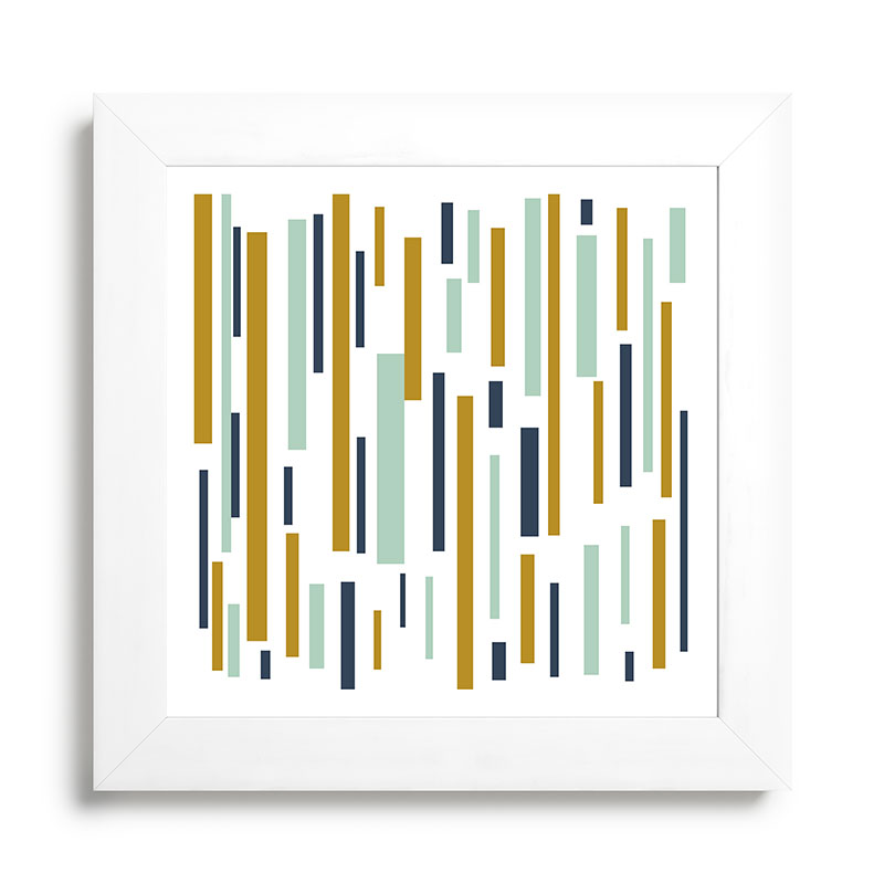 Interrupted Lines Mid-Century Modern Minimalist Pattern in Navy Blue, Teal Mint, Gold Mustard, White Framed Art Print Gallery Image 79