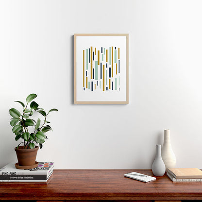 Interrupted Lines Mid-Century Modern Minimalist Pattern in Navy Blue, Teal Mint, Gold Mustard, White Framed Art Print Gallery Image 26