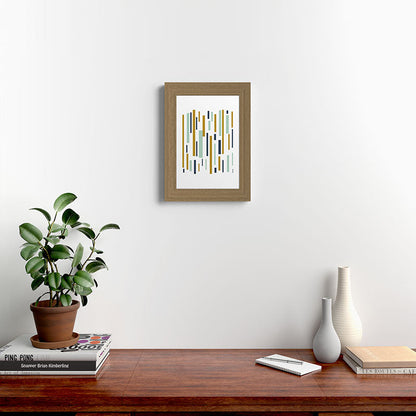 Interrupted Lines Mid-Century Modern Minimalist Pattern in Navy Blue, Teal Mint, Gold Mustard, White Framed Art Print Gallery Image 52