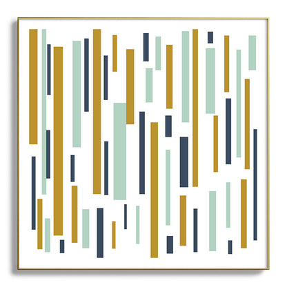 Interrupted Lines Mid-Century Modern Minimalist Pattern in Navy Blue, Teal Mint, Gold Mustard, White Framed Art Print Gallery Image 139