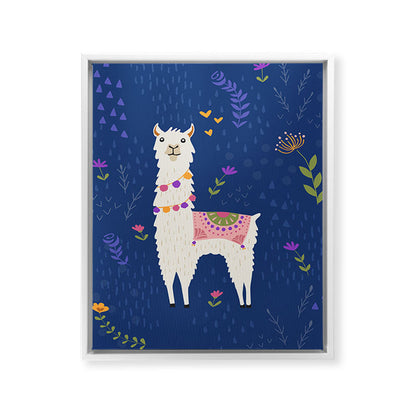 Llama on Blue Framed Canvas Print Gallery Image 21