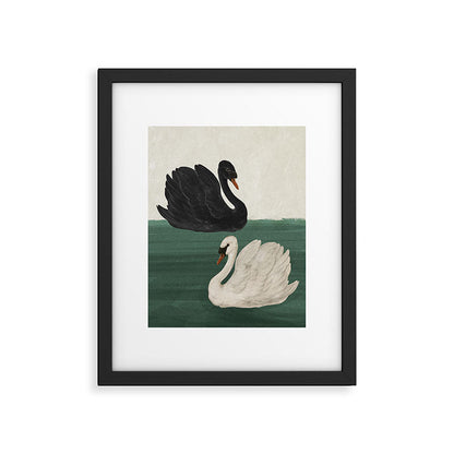 Black Swan White Swan Framed Art Print Gallery Image 3