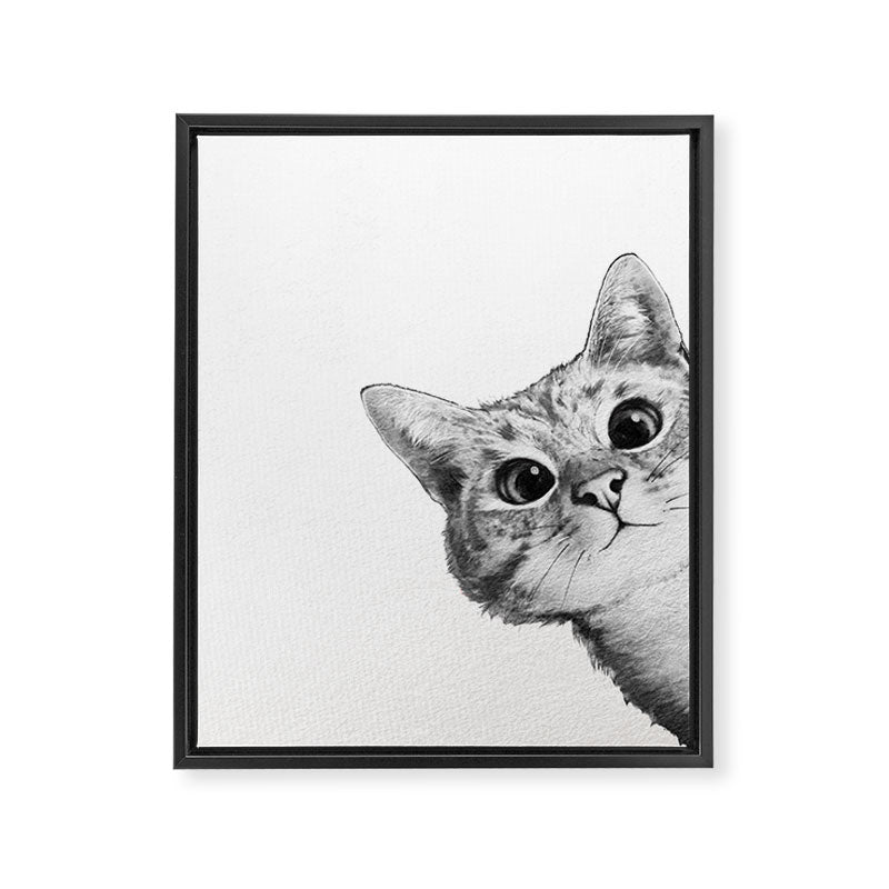 sneaky cat Framed Canvas Print Gallery Image 4