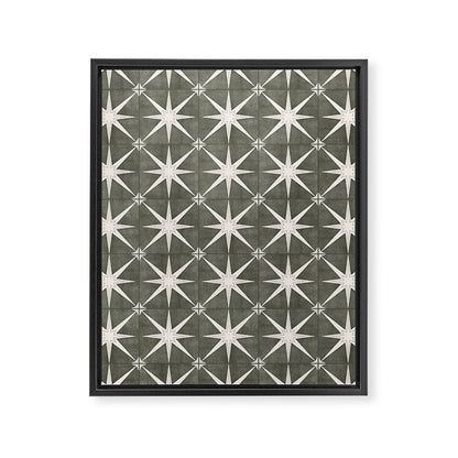 arlo star tile - olive Framed Canvas Print Gallery Image 1