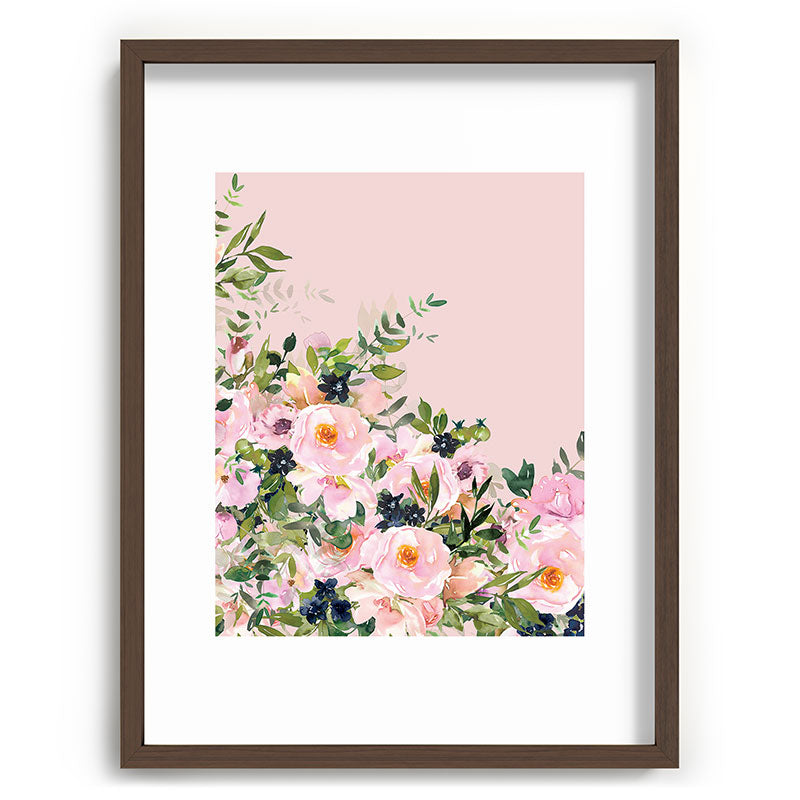 Boho, Vintage, Floral Watercolor, Pink Roses Framed Art Print Gallery Image 92