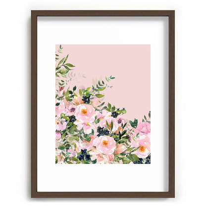 Boho, Vintage, Floral Watercolor, Pink Roses Framed Art Print Gallery Image 92