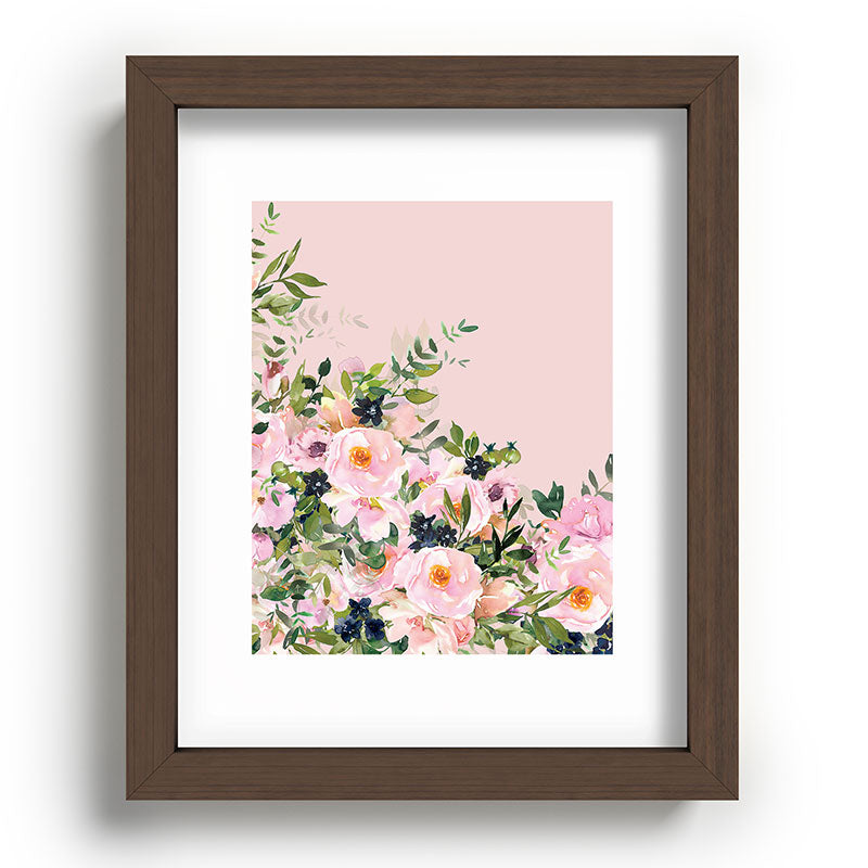Boho, Vintage, Floral Watercolor, Pink Roses Framed Art Print Gallery Image 86