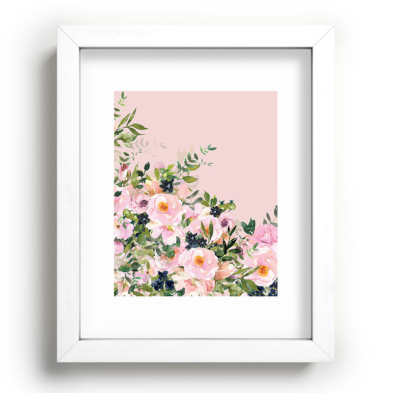 Boho, Vintage, Floral Watercolor, Pink Roses Framed Art Print Gallery Image 104