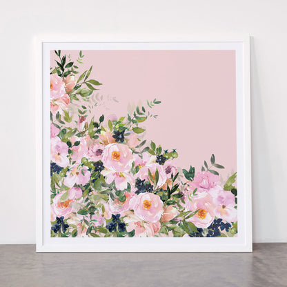 Boho, Vintage, Floral Watercolor, Pink Roses Framed Art Print Gallery Image 87