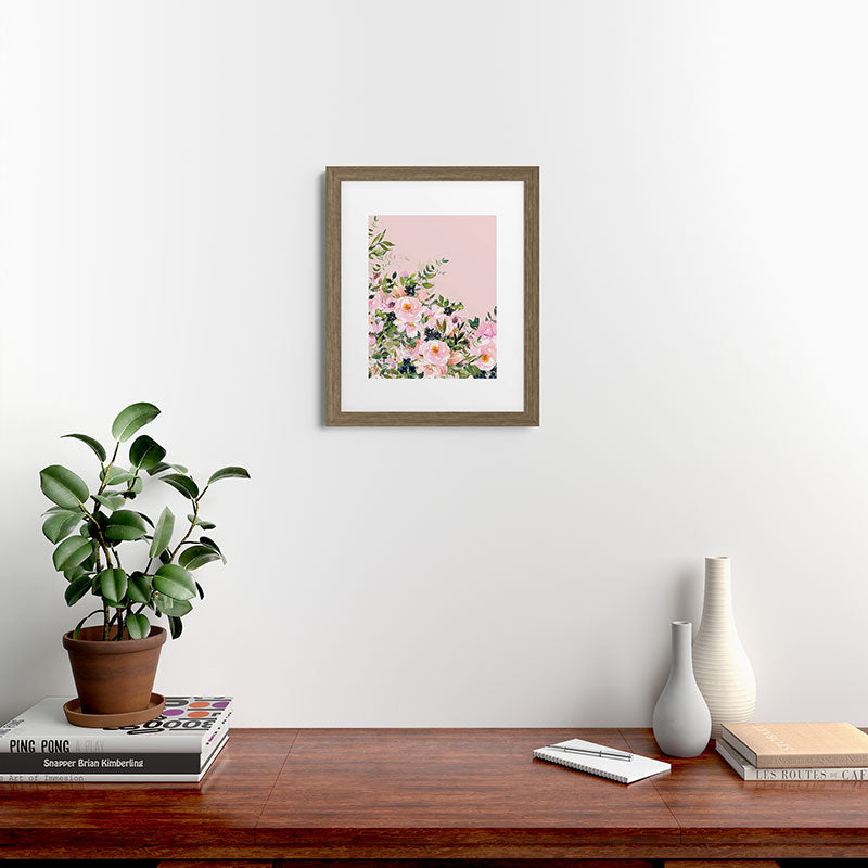 Boho, Vintage, Floral Watercolor, Pink Roses Framed Art Print Gallery Image 53