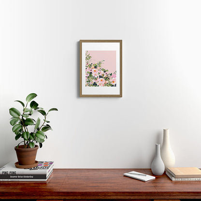 Boho, Vintage, Floral Watercolor, Pink Roses Framed Art Print Gallery Image 14