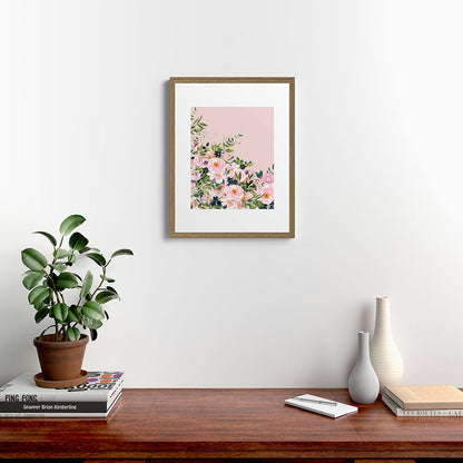 Boho, Vintage, Floral Watercolor, Pink Roses Framed Art Print Gallery Image 16