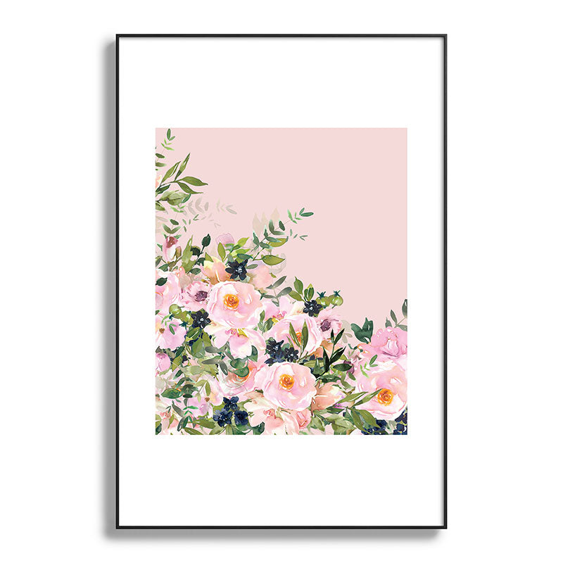 Boho, Vintage, Floral Watercolor, Pink Roses Framed Art Print Gallery Image 119