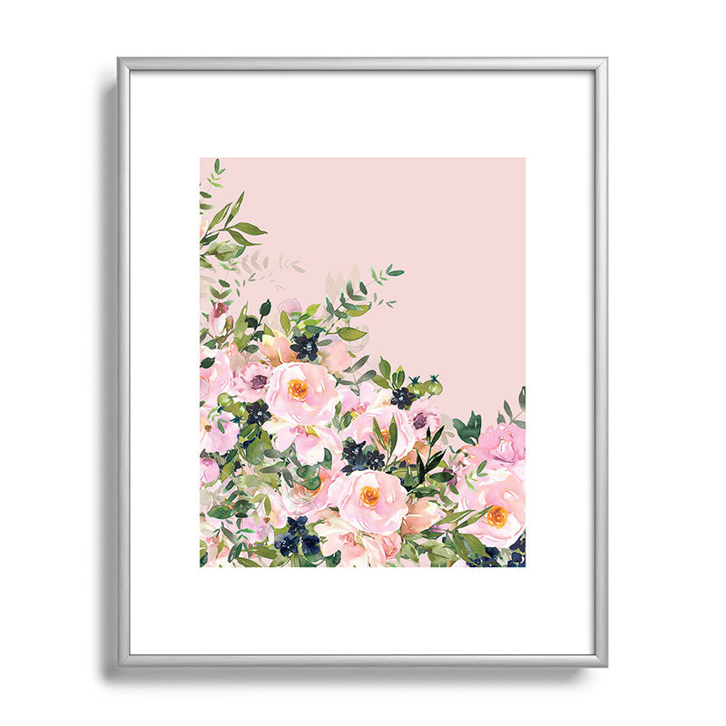 Boho, Vintage, Floral Watercolor, Pink Roses Framed Art Print Gallery Image 131