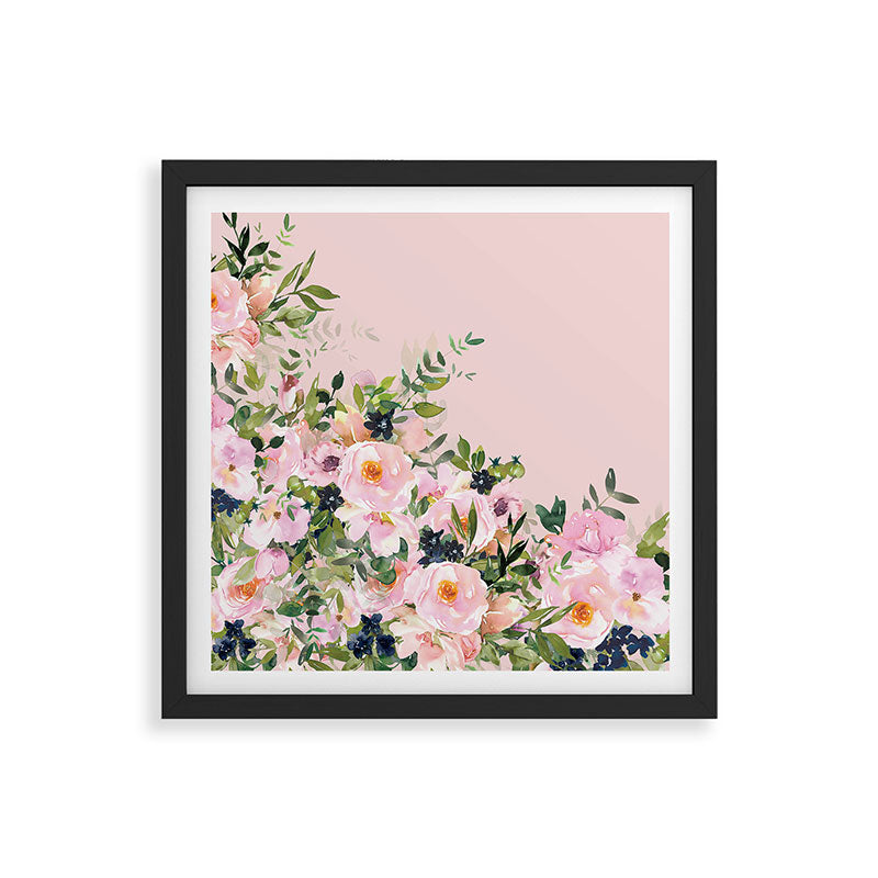 Boho, Vintage, Floral Watercolor, Pink Roses Framed Art Print Gallery Image 7