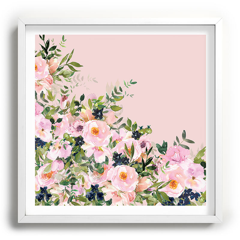 Boho, Vintage, Floral Watercolor, Pink Roses Framed Art Print Gallery Image 118
