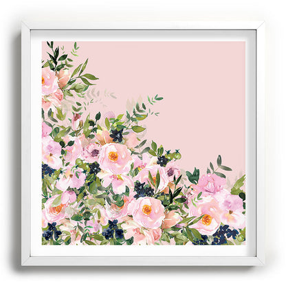 Boho, Vintage, Floral Watercolor, Pink Roses Framed Art Print Gallery Image 118
