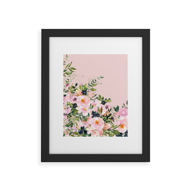 Boho, Vintage, Floral Watercolor, Pink Roses Framed Art Print Gallery Image 41