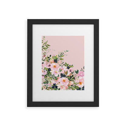 Boho, Vintage, Floral Watercolor, Pink Roses Framed Art Print Gallery Image 40