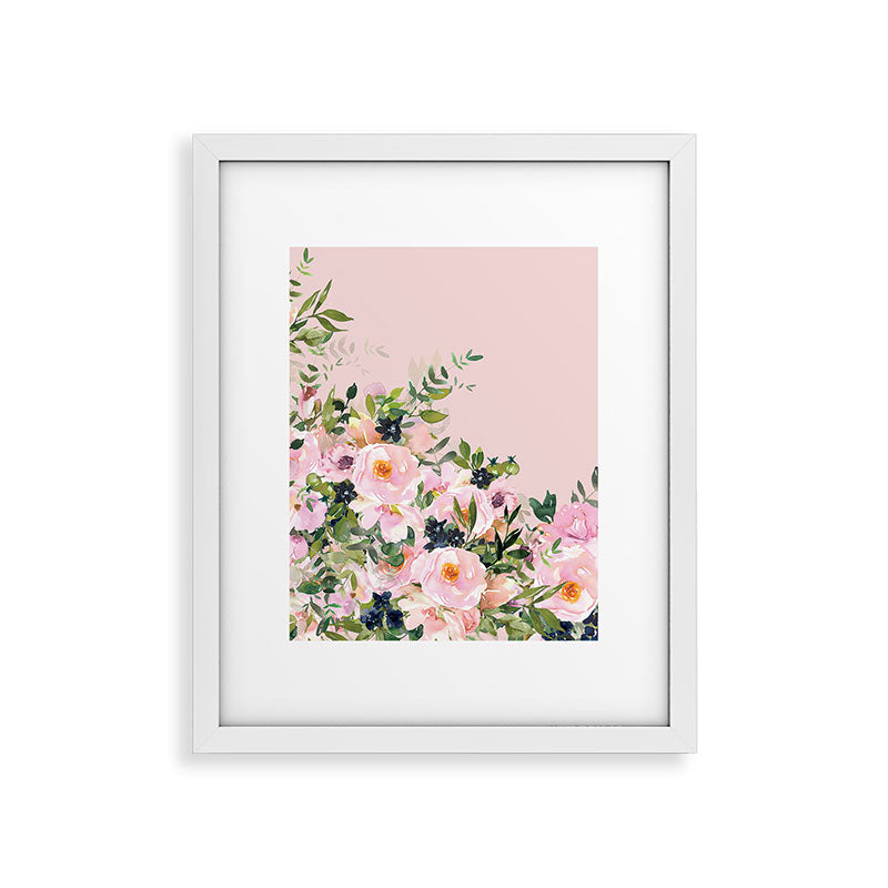 Boho, Vintage, Floral Watercolor, Pink Roses Framed Art Print Gallery Image 36