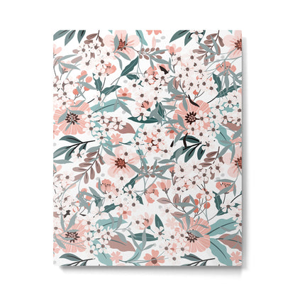 Spring Wildflowers, Floral Prints, Soft Pink and Teal Metal Print Gallery Image 1