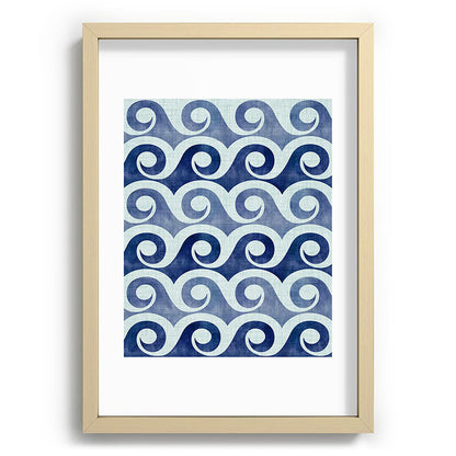 Indigo Geometric Beach Waves Framed Art Print Gallery Image 97
