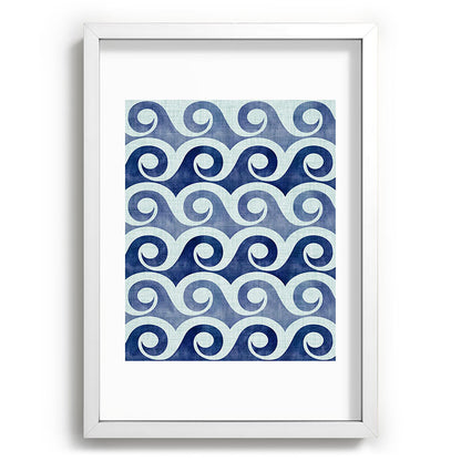 Indigo Geometric Beach Waves Framed Art Print Gallery Image 105
