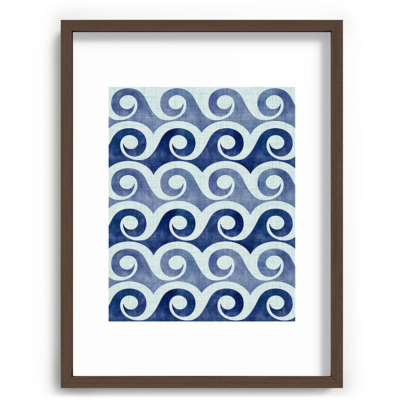 Indigo Geometric Beach Waves Framed Art Print Gallery Image 91