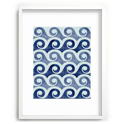 Indigo Geometric Beach Waves Framed Art Print Gallery Image 108