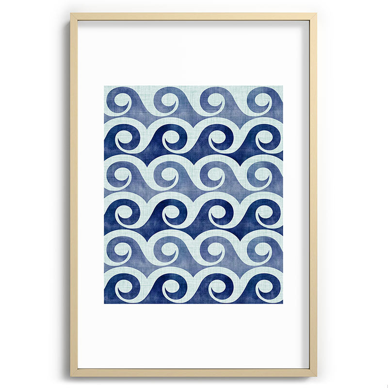 Indigo Geometric Beach Waves Framed Art Print Gallery Image 102