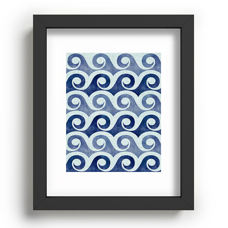 Indigo Geometric Beach Waves Framed Art Print Gallery Image 78