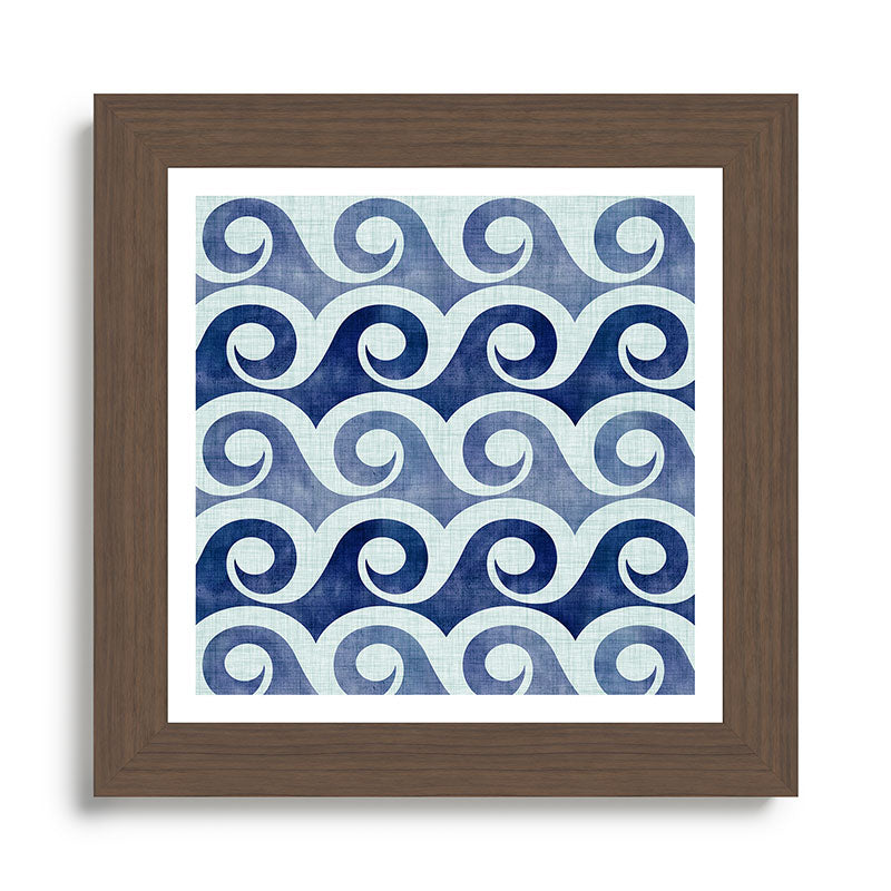 Indigo Geometric Beach Waves Framed Art Print Gallery Image 57