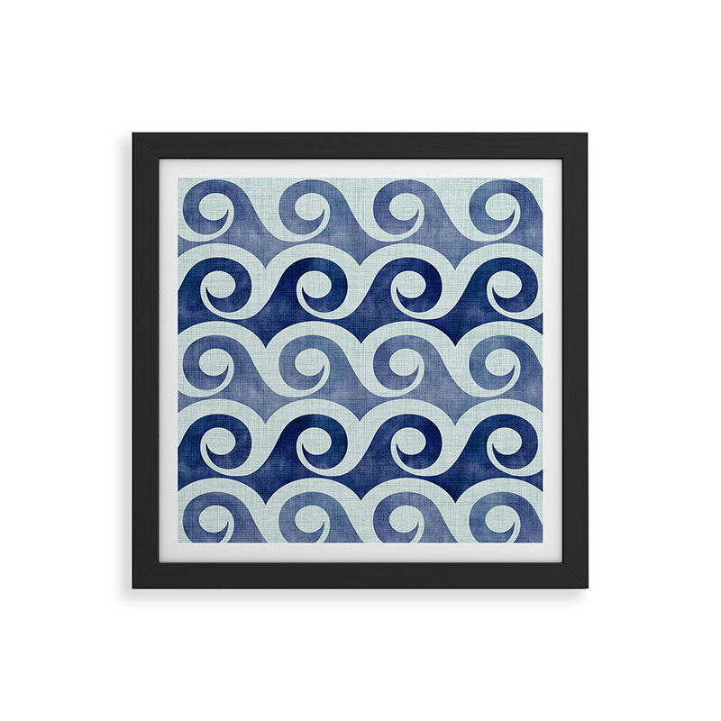 Indigo Geometric Beach Waves Framed Art Print Gallery Image 50