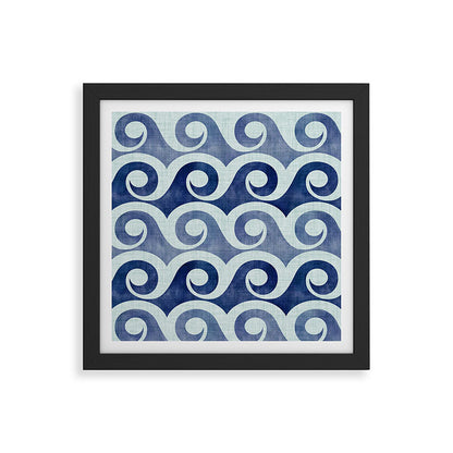 Indigo Geometric Beach Waves Framed Art Print Gallery Image 50