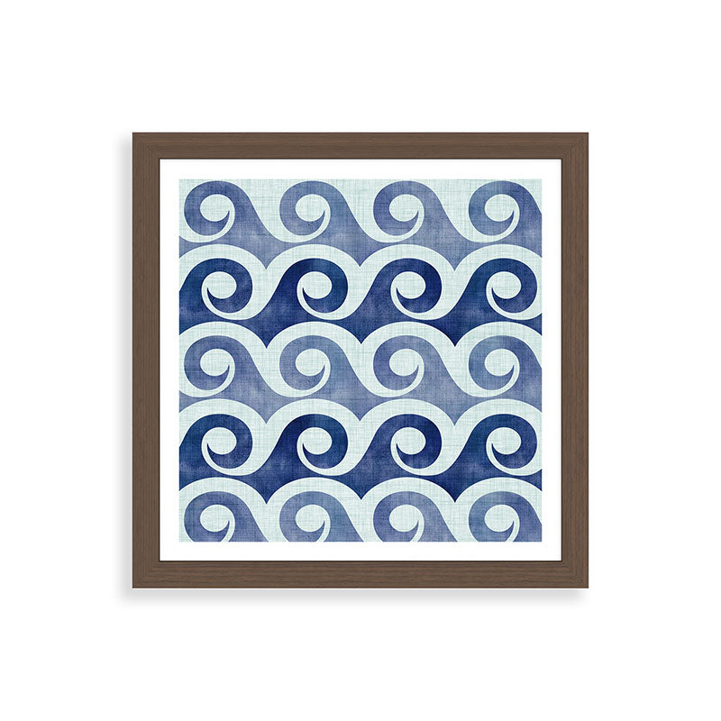 Indigo Geometric Beach Waves Framed Art Print Gallery Image 60
