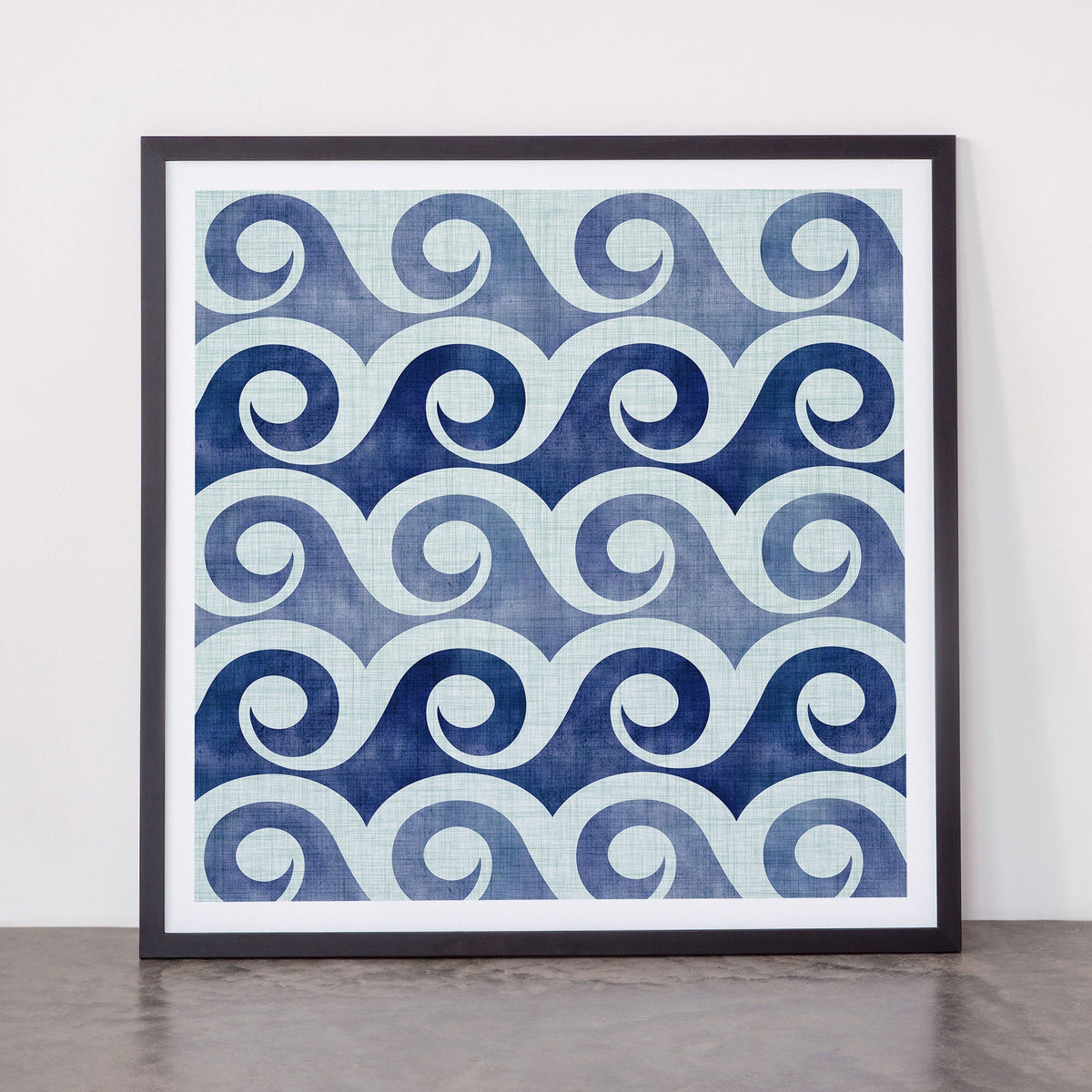 Indigo Geometric Beach Waves Framed Art Print Gallery Image 55