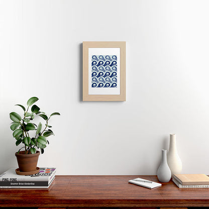 Indigo Geometric Beach Waves Framed Art Print Gallery Image 62