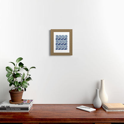 Indigo Geometric Beach Waves Framed Art Print Gallery Image 51
