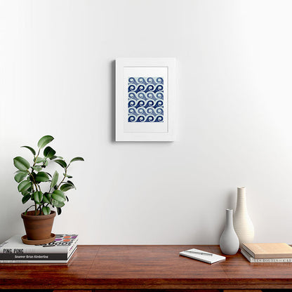 Indigo Geometric Beach Waves Framed Art Print Gallery Image 72