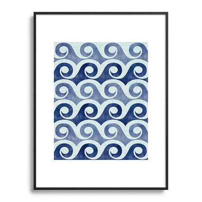 Indigo Geometric Beach Waves Framed Art Print Gallery Image 116