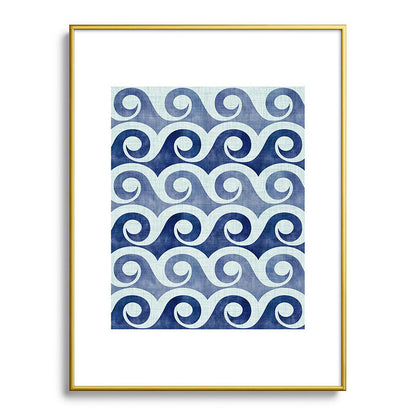 Indigo Geometric Beach Waves Framed Art Print Gallery Image 124