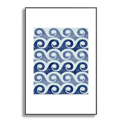 Indigo Geometric Beach Waves Framed Art Print Gallery Image 117