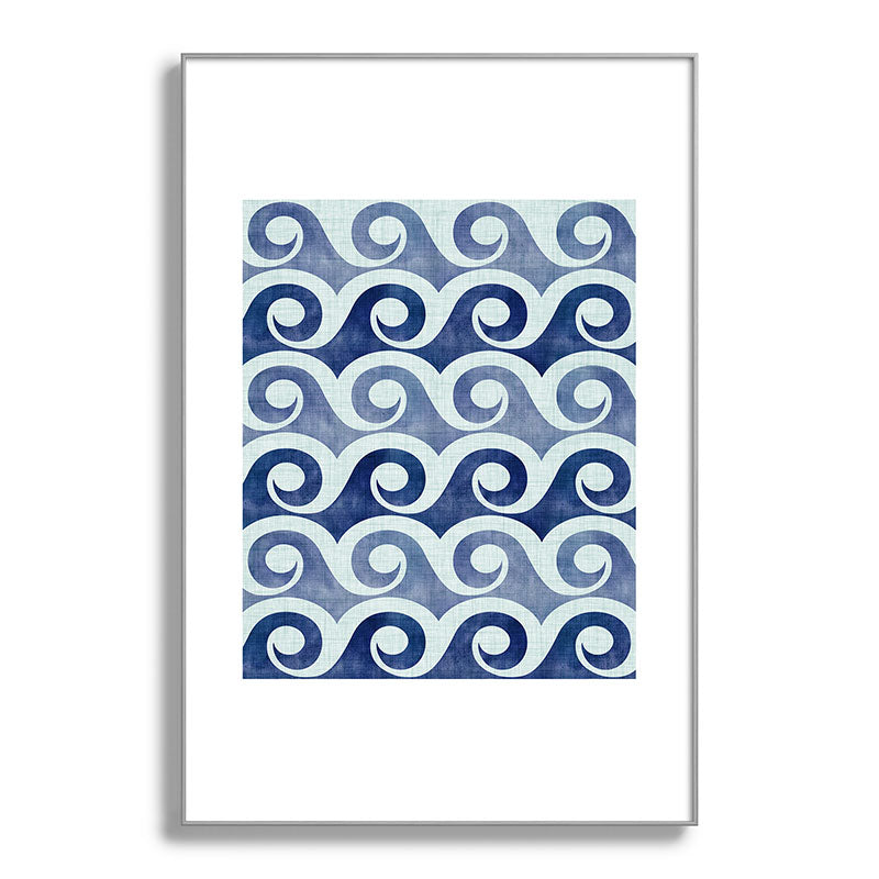 Indigo Geometric Beach Waves Framed Art Print Gallery Image 137