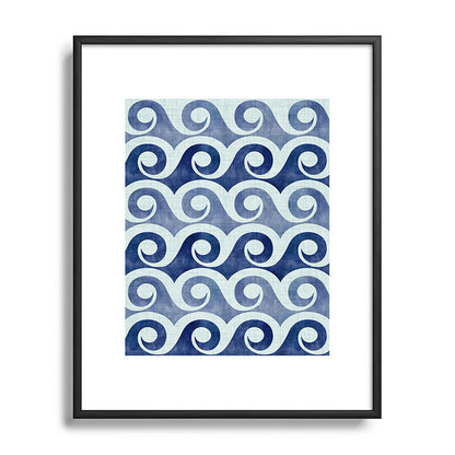 Indigo Geometric Beach Waves Framed Art Print Gallery Image 112