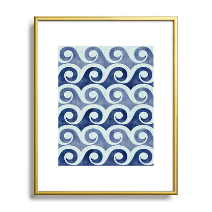 Indigo Geometric Beach Waves Framed Art Print Gallery Image 120