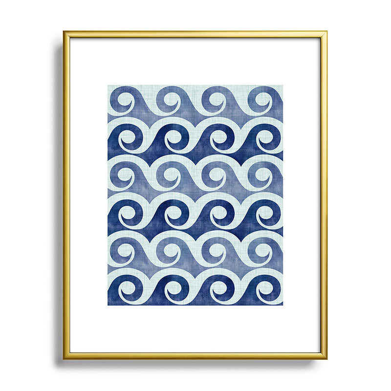 Indigo Geometric Beach Waves Framed Art Print Gallery Image 121