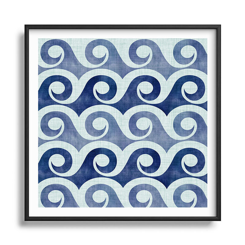 Indigo Geometric Beach Waves Framed Art Print Gallery Image 122