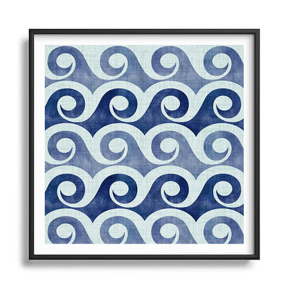 Indigo Geometric Beach Waves Framed Art Print Gallery Image 122