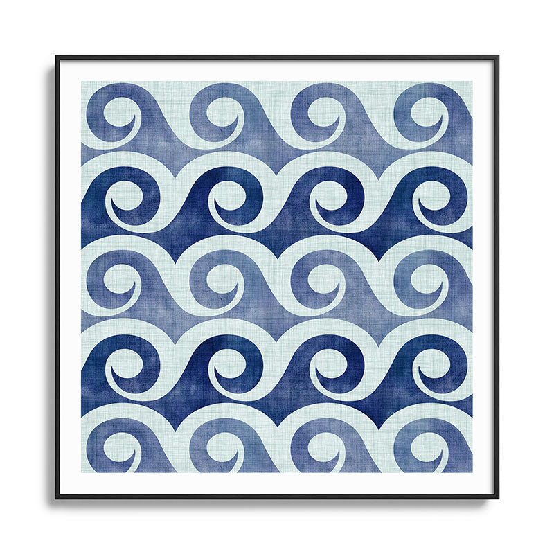 Indigo Geometric Beach Waves Framed Art Print Gallery Image 126