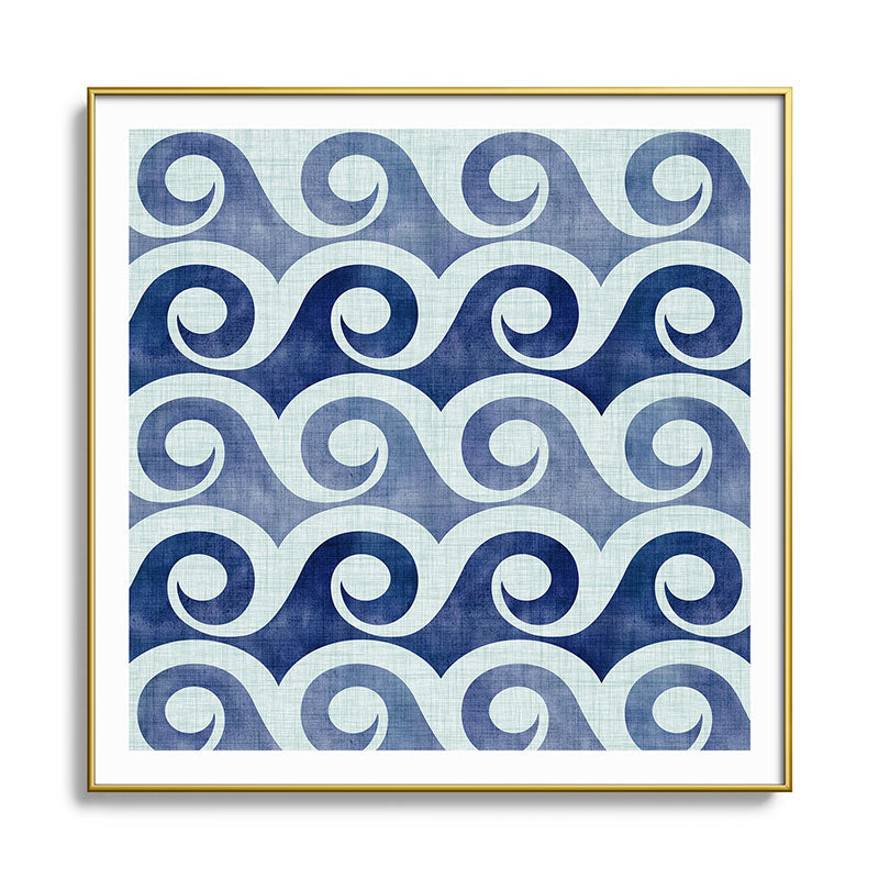 Indigo Geometric Beach Waves Framed Art Print Gallery Image 136